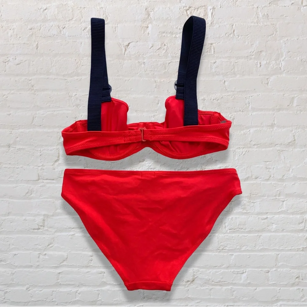 Aerie Retro Style Underwire Red & Navy Blue Bikini Set - Picture 3 of 3